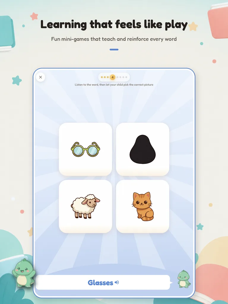 A four-choice listening game in Tofu on iPad